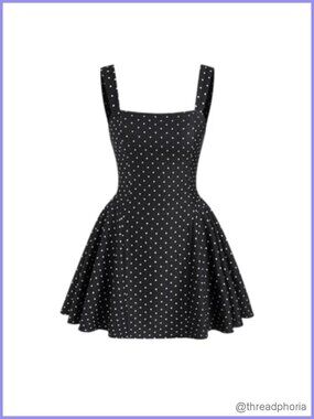 Polka Dot Square Neck Sleeveless Mini Dress Cute Summer Going Out